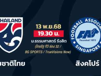 ฟุตบอลอุ่นเครื่อง ทีมชาติไทย พบ สิงคโปร์ ดูบอลสดวันนี้