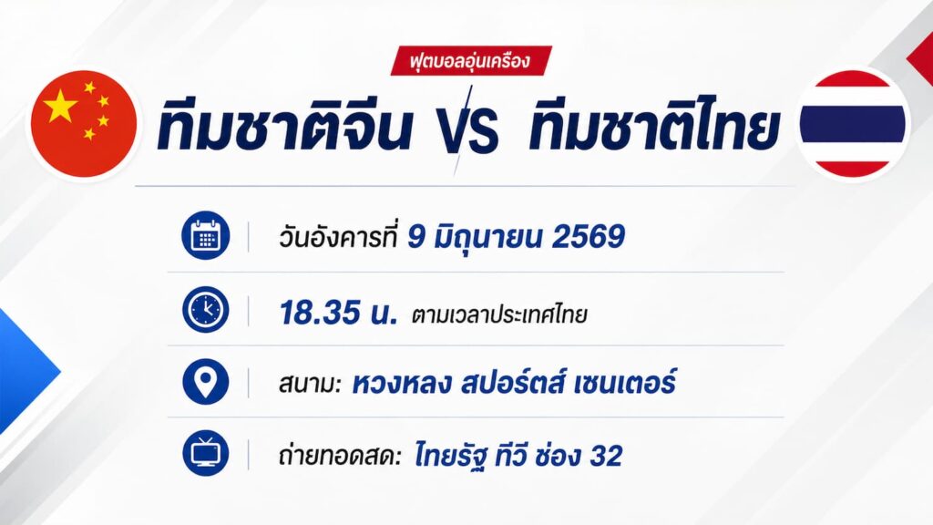 ดูบอลสด จีน พบ ไทย ฟุตบอล ฟีฟ่า เดย์
