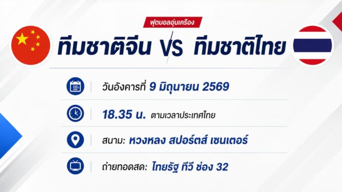 ดูบอลสด จีน พบ ไทย ฟุตบอล ฟีฟ่า เดย์